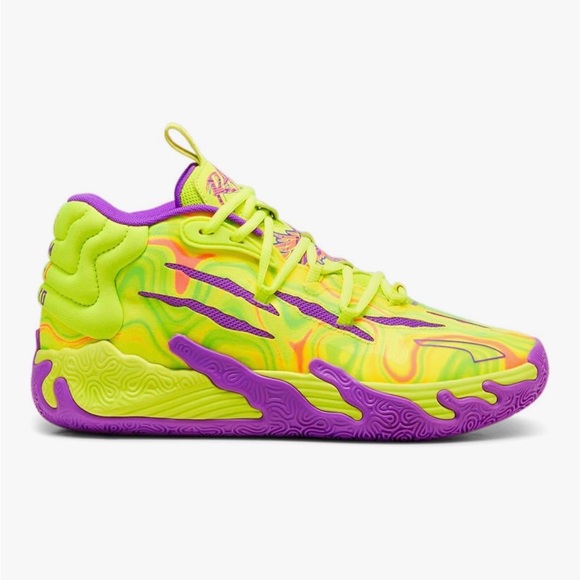 Puma MB.03 Spark LaMelo Ball Basketball Shoes Yellow and Purple Glimmer 10.5 - Picture 4 of 17